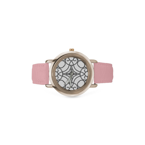 Original designers vintage Watches edition / pink and hand-drawn romance Mandala Art edition Women's Rose Gold Leather Strap Watch(Model 201)