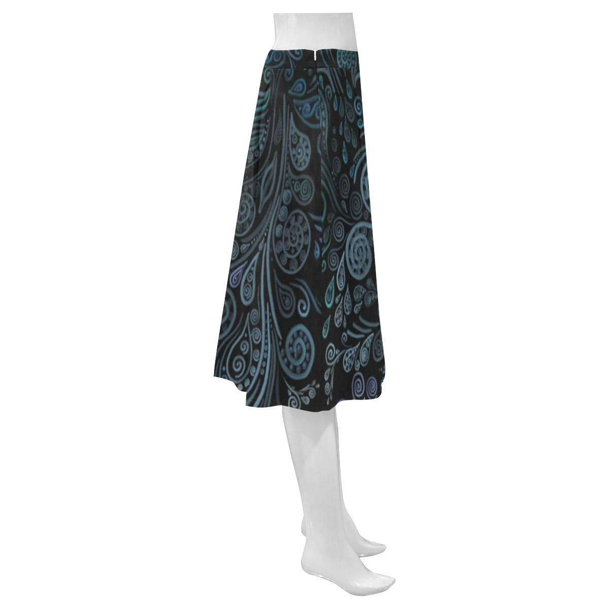 3D ornaments, psychedelic blue Mnemosyne Women's Crepe Skirt (Model D16)