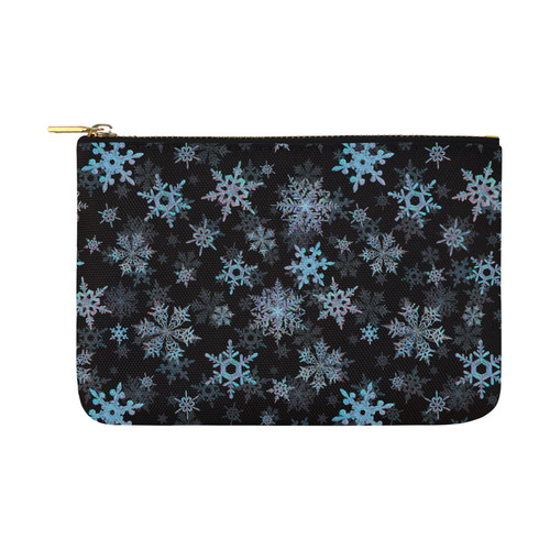 Snowflakes, Blue snow, stitched Carry-All Pouch 12.5''x8.5''