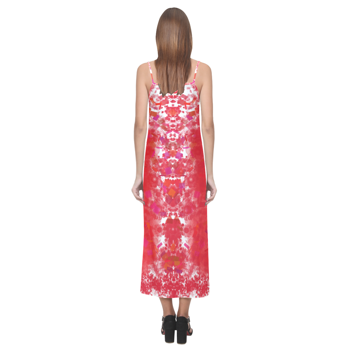 You Choose Mirrored RED V-Neck Open Fork Long Dress(Model D18)