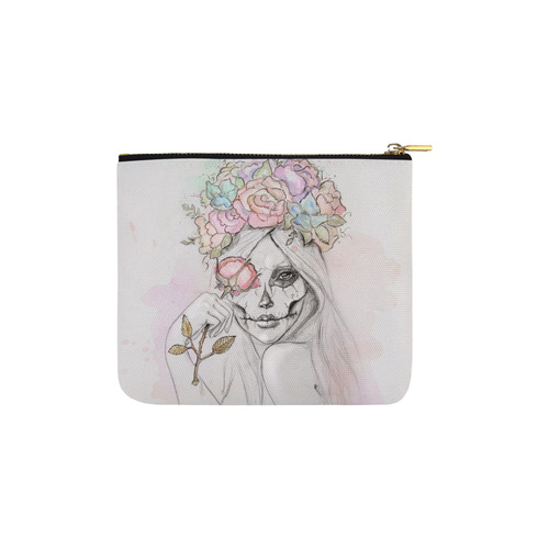 Boho Queen, skull girl, watercolor woman Carry-All Pouch 6''x5''