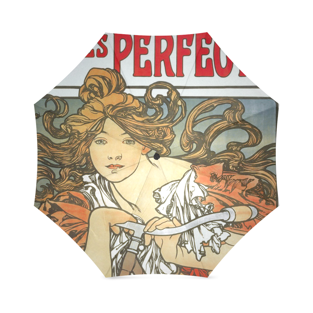 Cycles Perfecta Alphonse Mucha Art Nouveau Foldable Umbrella (Model U01)
