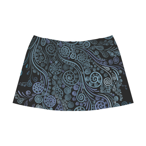 3D psychedelic ornaments, blue Mnemosyne Women's Crepe Skirt (Model D16)