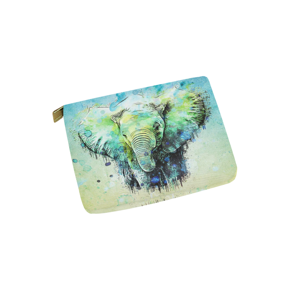 watercolor elephant Carry-All Pouch 6''x5''