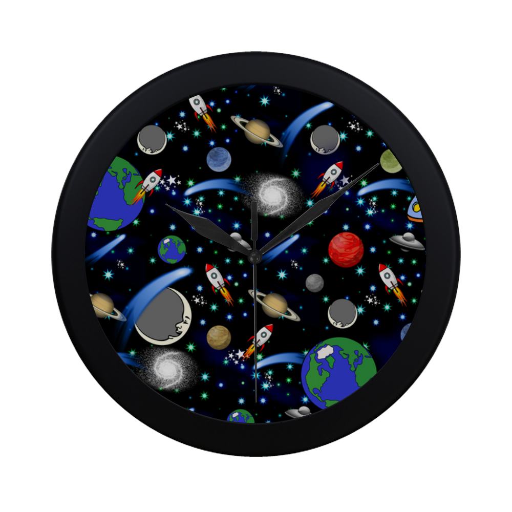 Galaxy Universe - Planets, Stars, Comets, Rockets Circular Plastic Wall clock