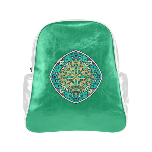 New in shop : Luxury vintage bag edition with hand-drawn mandala art. "Nature green edition&quo Multi-Pockets Backpack (Model 1636)