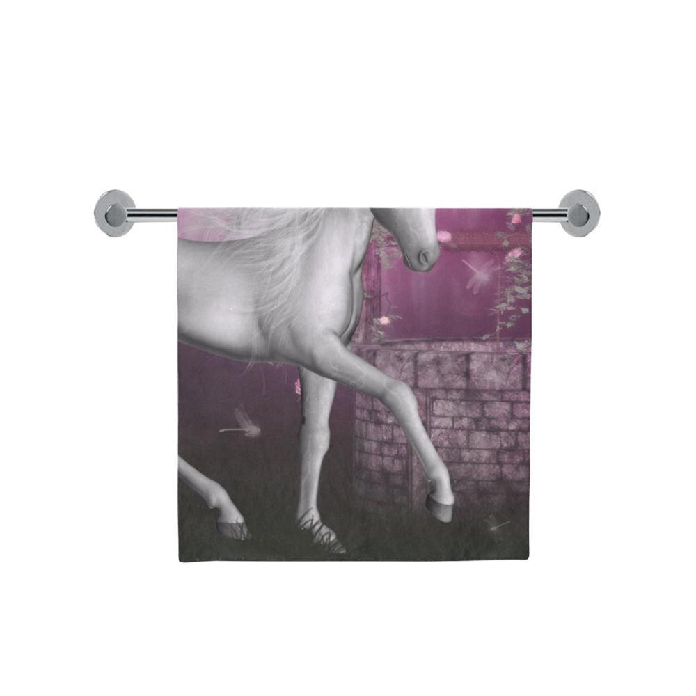 unicorn in a roses garden Bath Towel 30"x56"