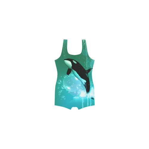 Orca with bubbles Classic One Piece Swimwear (Model S03)