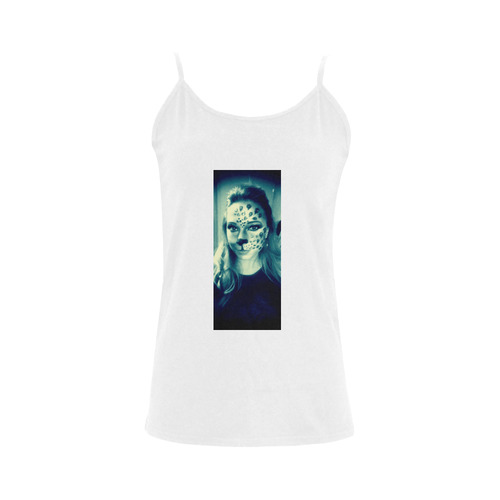New designers t-shirt with artistic Girl. New fashion available! Women's Spaghetti Top (USA Size) (Model T34)