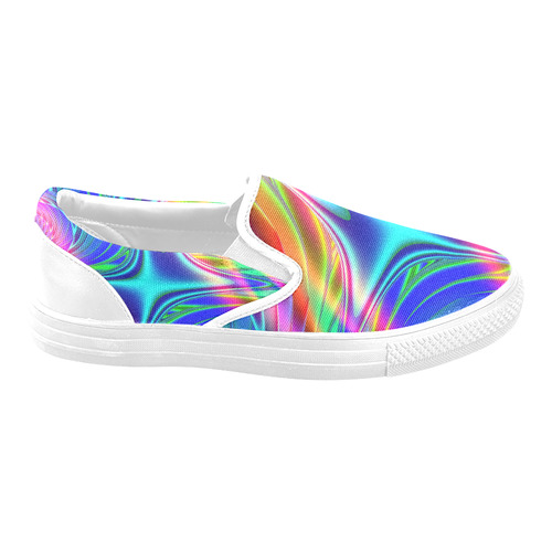 Rainbow Splash Fractal Slip-on Canvas Shoes for Men/Large Size (Model 019)