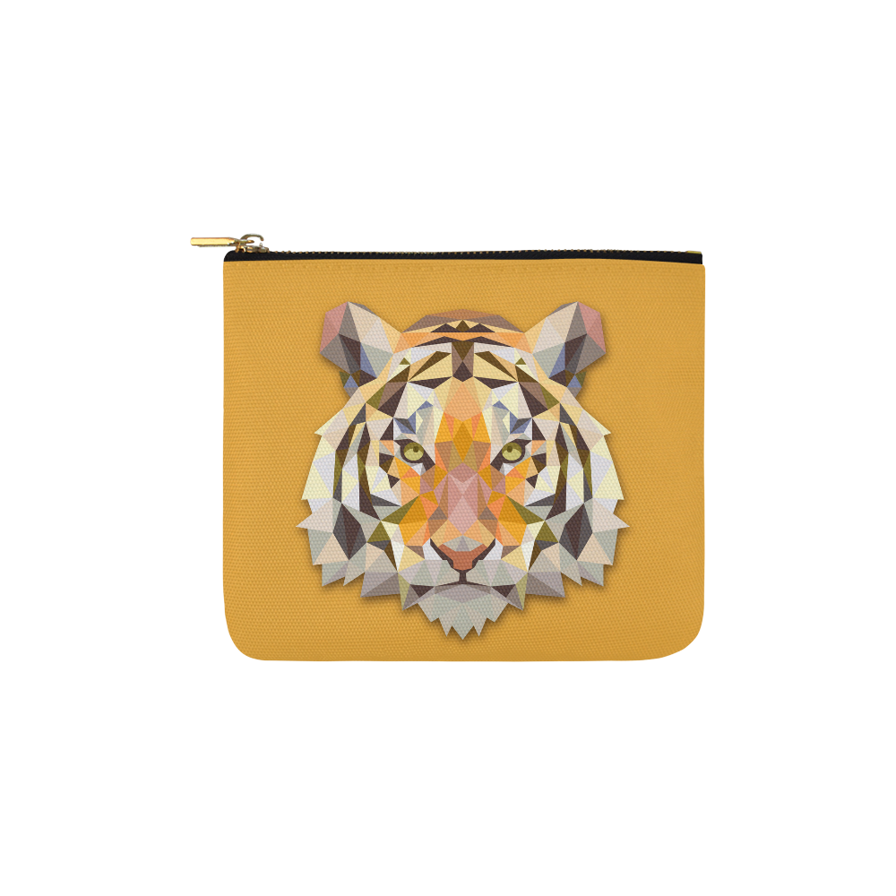 Tiger Abstract Triangles Fine Animal Art Carry-All Pouch 6''x5''