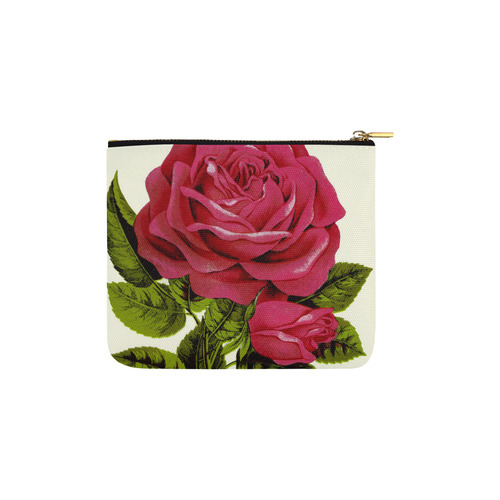 Beautiful Red Rose Flower Vintage Floral Carry-All Pouch 6''x5''