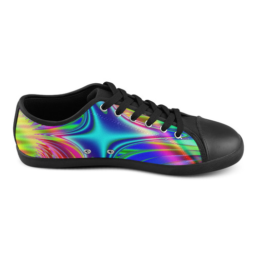 Rainbow Splash Fractal Canvas Shoes for Women/Large Size (Model 016)