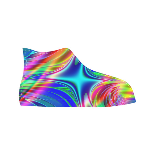 Rainbow Splash Fractal Aquila High Top Microfiber Leather Men's Shoes/Large Size (Model 032)