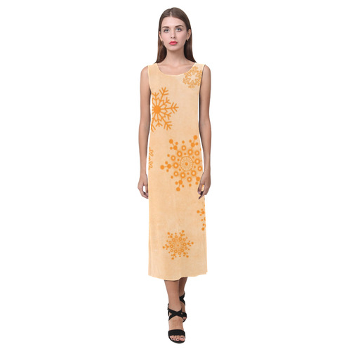 Winter bokeh,peach Phaedra Sleeveless Open Fork Long Dress (Model D08)