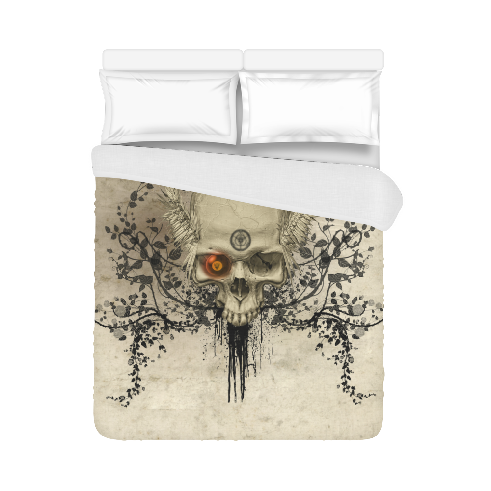 Amazing skull with wings,red eye Duvet Cover 86"x70" ( All-over-print)
