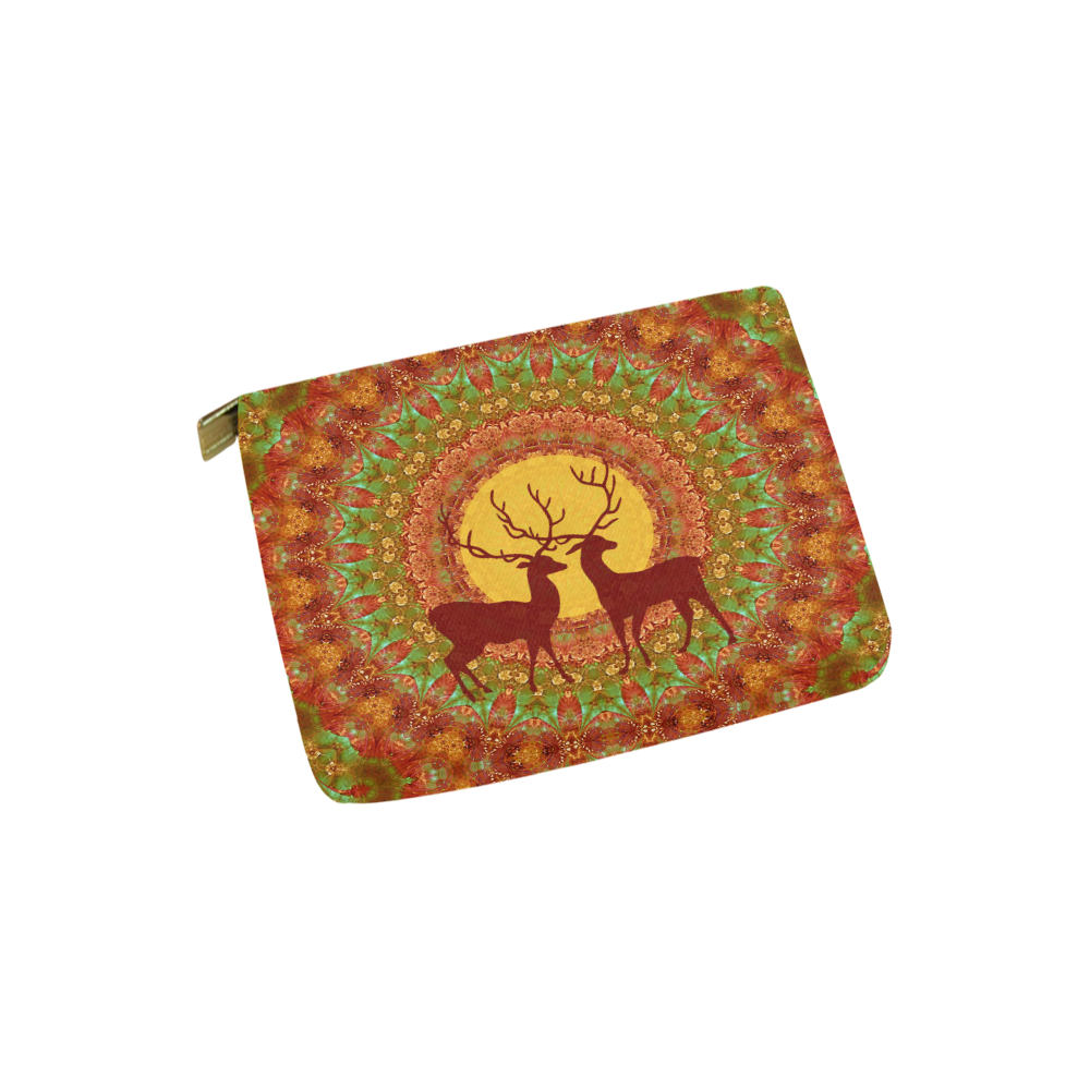 Mandala YOUNG DEERS with Full Moon Carry-All Pouch 6''x5''