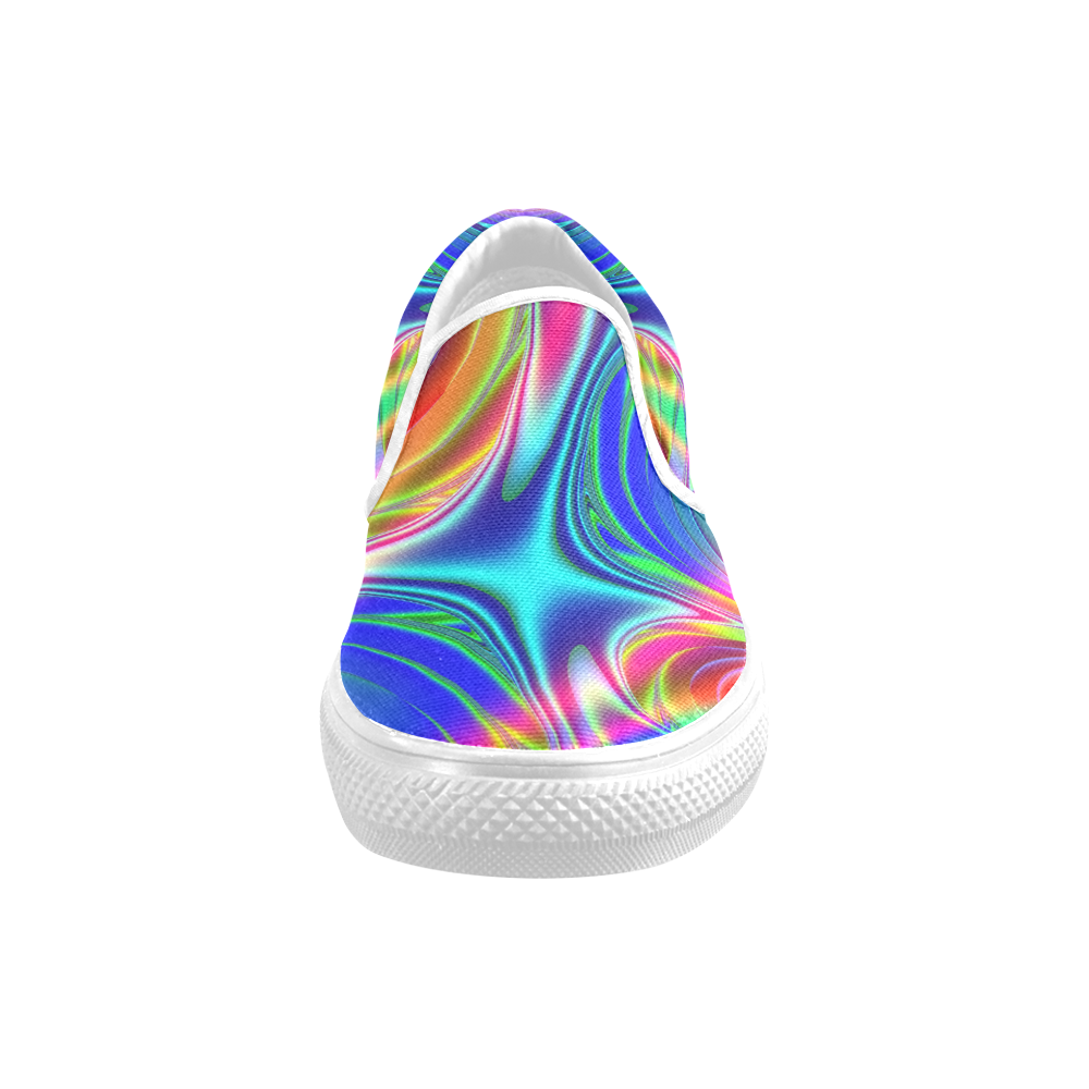 Rainbow Splash Fractal Slip-on Canvas Shoes for Men/Large Size (Model 019)