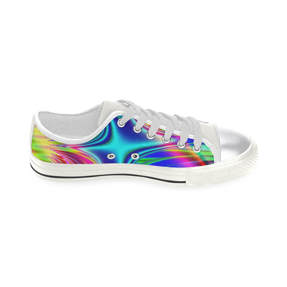 Rainbow Splash Fractal Canvas Women's Shoes/Large Size (Model 018)