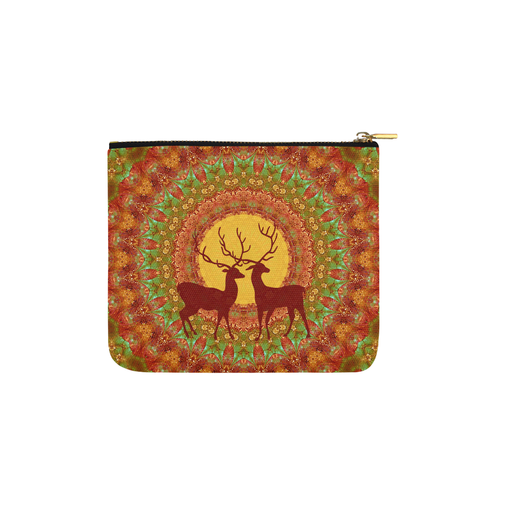 Mandala YOUNG DEERS with Full Moon Carry-All Pouch 6''x5''