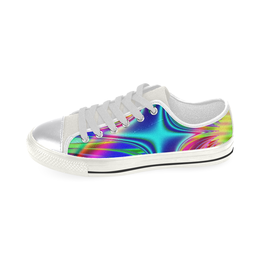 Rainbow Splash Fractal Canvas Women's Shoes/Large Size (Model 018)