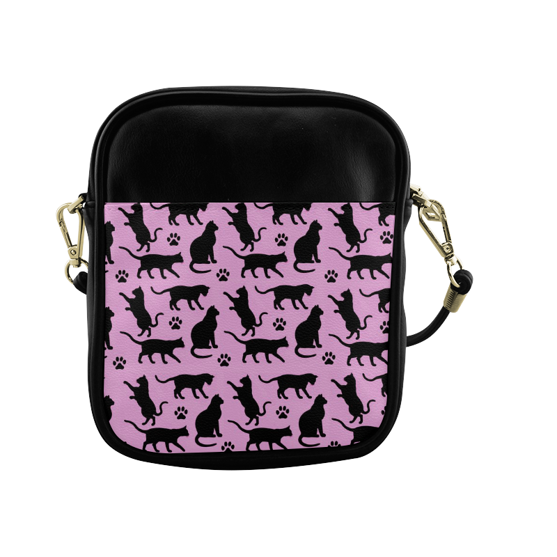 Pink Crazy Cat Lady Sling Bag (Model 1627)