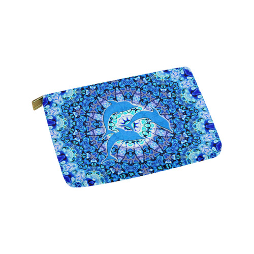 Mandala Magic Blue JUMPING DOLPHINS Carry-All Pouch 9.5''x6''