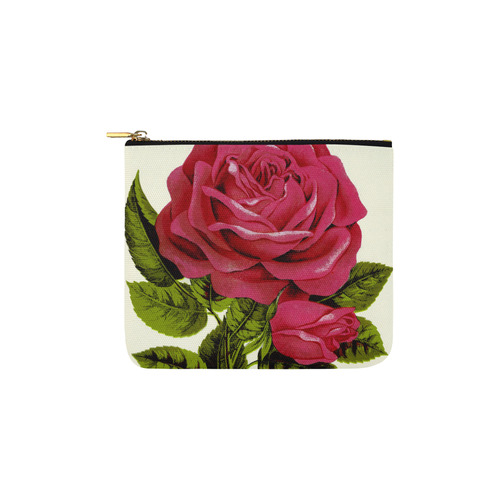 Beautiful Red Rose Flower Vintage Floral Carry-All Pouch 6''x5''