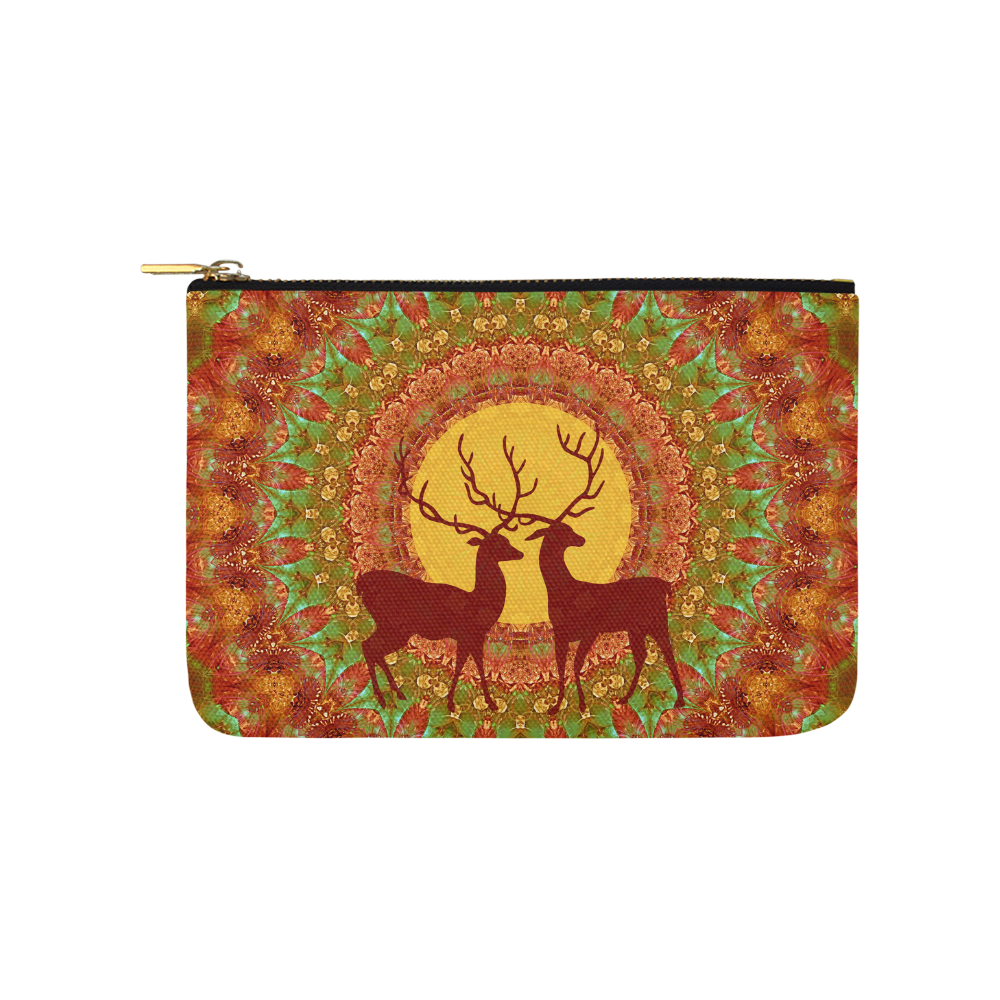 Mandala YOUNG DEERS with Full Moon Carry-All Pouch 9.5''x6''