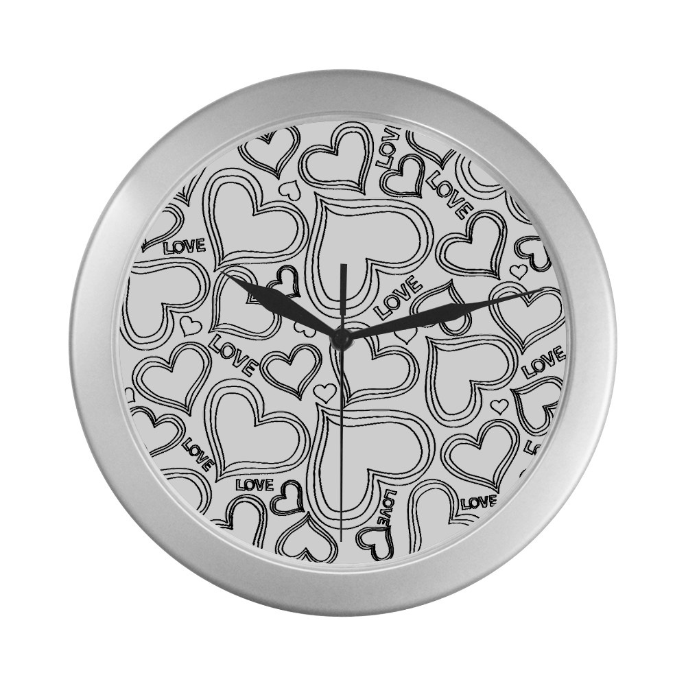 Heart by Popart Silver Color Wall Clock