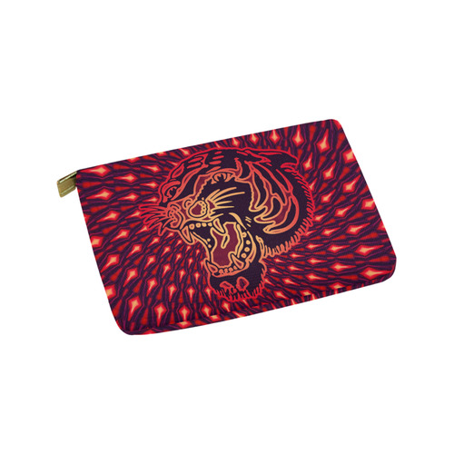 Roaring TIGER TATTOO Red Black EXPLOSION Carry-All Pouch 9.5''x6''