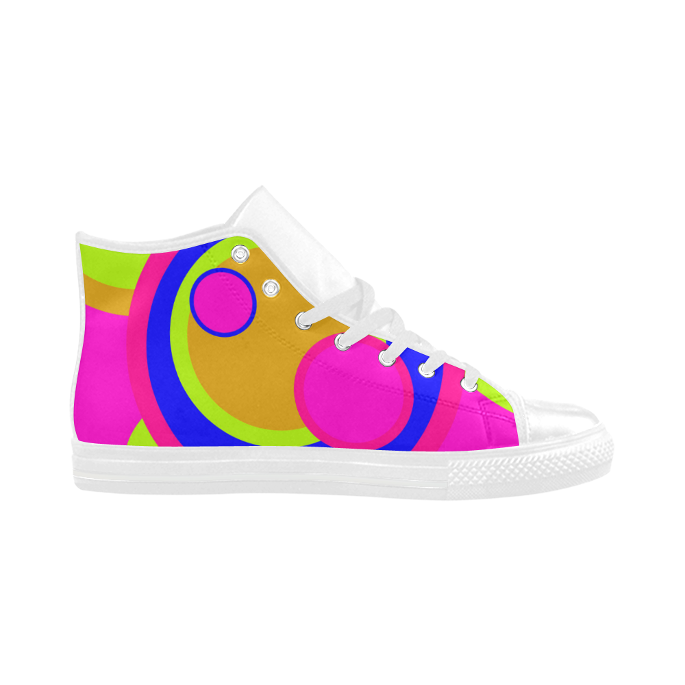 Coloured Circles Aquila High Top Microfiber Leather Women's Shoes/Large Size (Model 032)