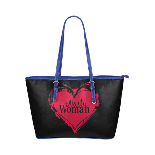 NASTY WOMAN ART HEART for powerwomen Leather Tote Bag/Large (Model 1651)