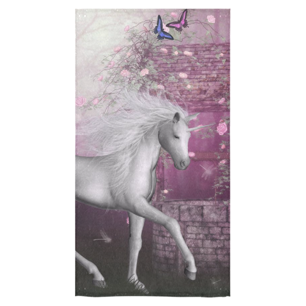 unicorn in a roses garden Bath Towel 30"x56"