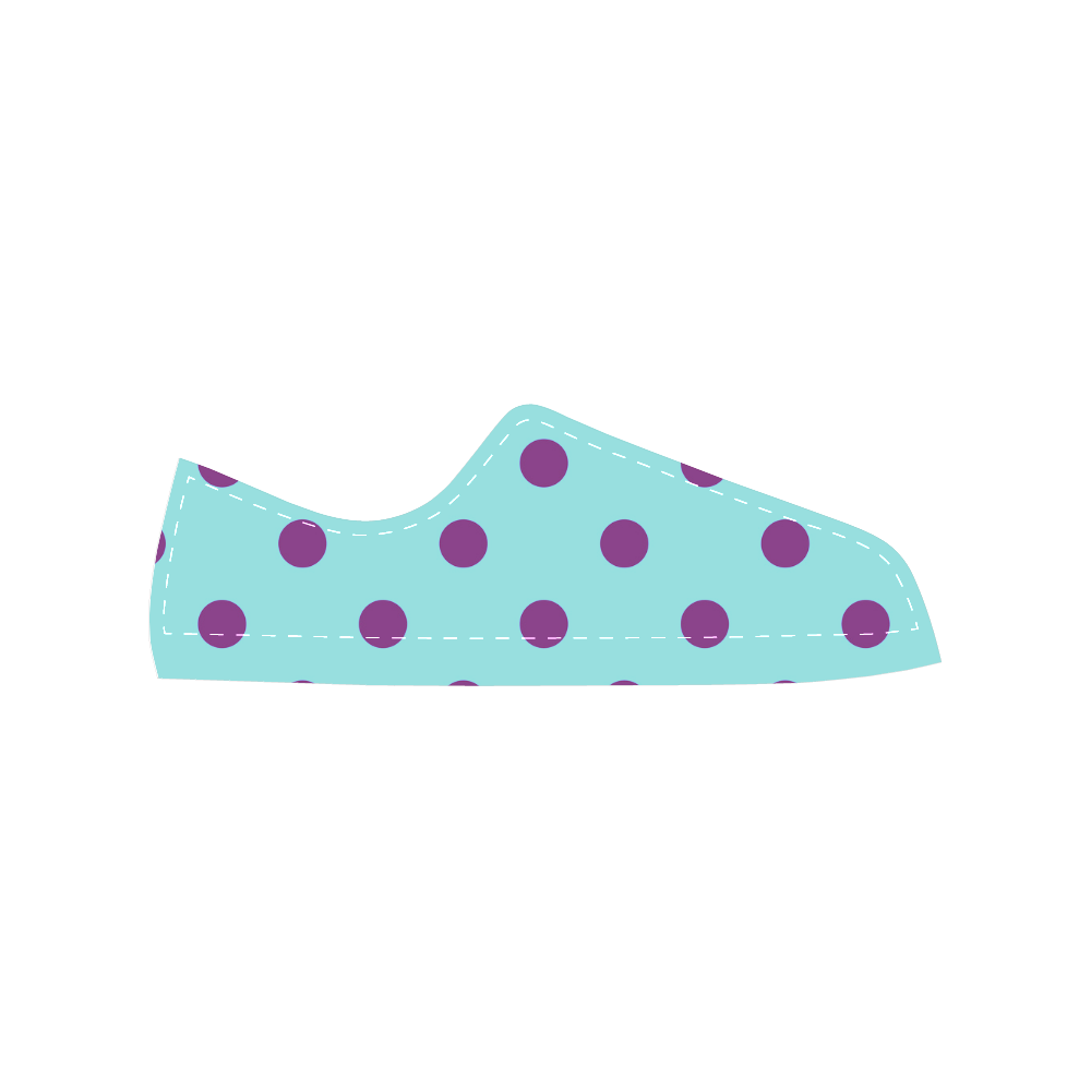New! Original hand-drawn dots designers shoes / vintage cyan and red original Art Women's Classic Canvas Shoes (Model 018)
