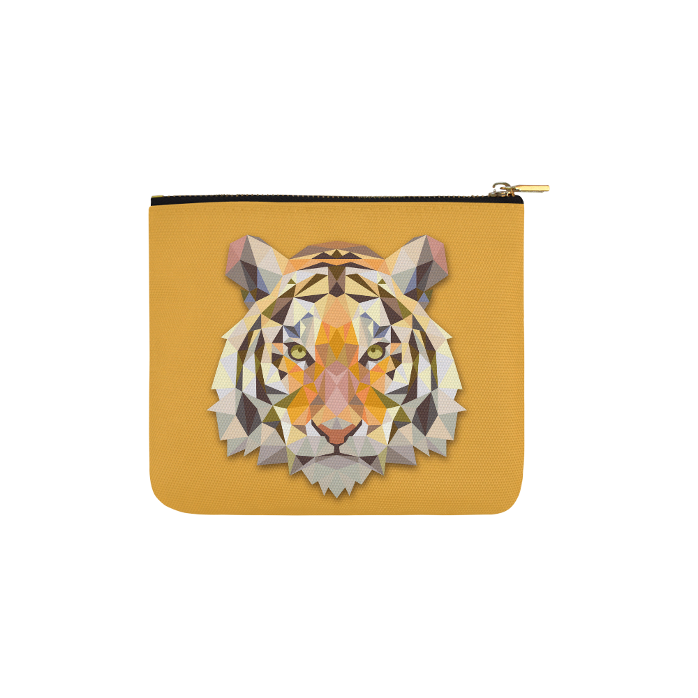 Tiger Abstract Triangles Fine Animal Art Carry-All Pouch 6''x5''