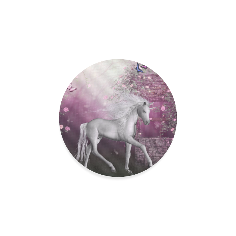 unicorn in a roses garden Round Coaster