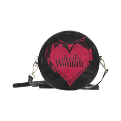 NASTY WOMAN ART HEART for powerwomen Round Sling Bag (Model 1647)