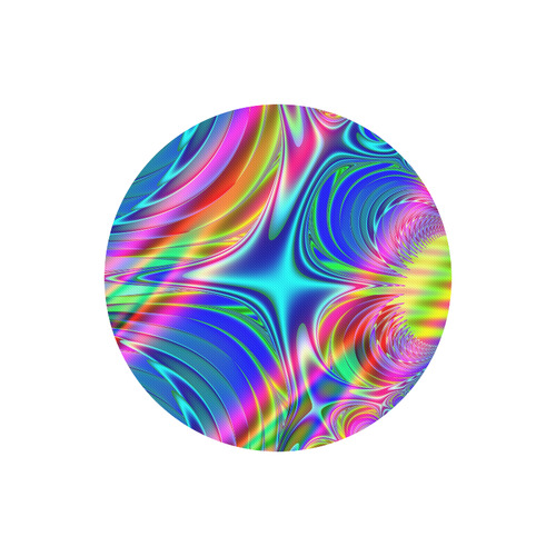 Rainbow Splash Fractal Round Mousepad