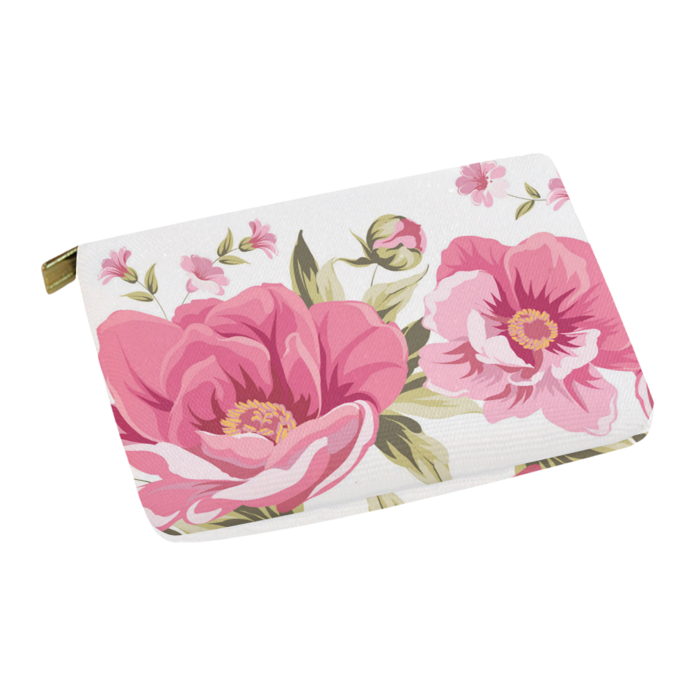 Beautiful Vintage Pink Floral Pattern Carry-All Pouch 12.5''x8.5''