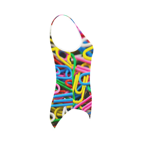 Colorful Paper Clips Vest One Piece Swimsuit (Model S04)