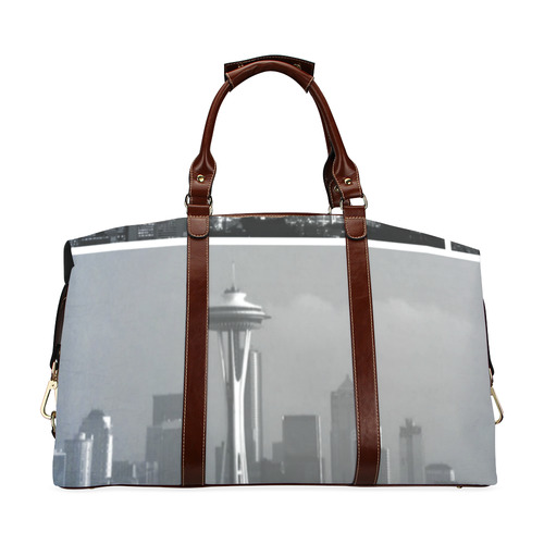 Grey Seattle Space Needle Collage Classic Travel Bag (Model 1643) Remake