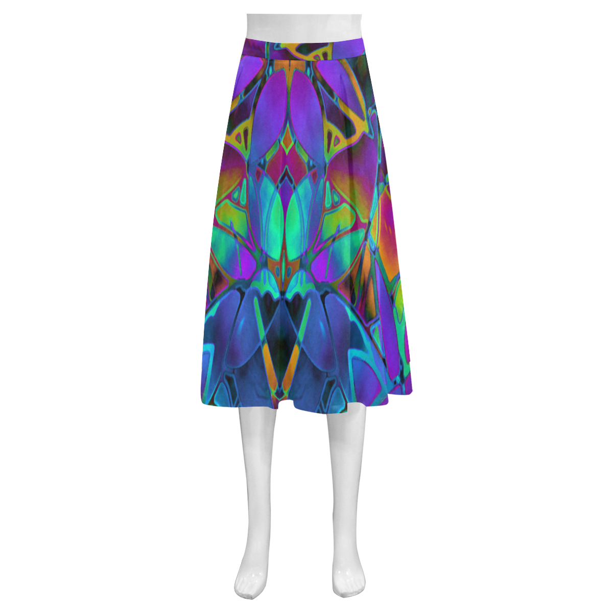 Floral Fractal Art G308 Mnemosyne Women's Crepe Skirt (Model D16)