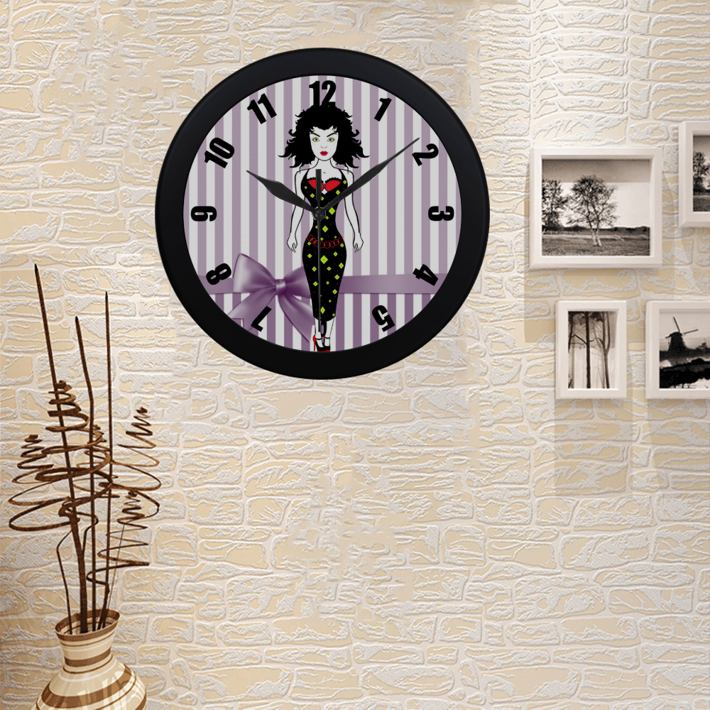 busty betty pinup clock Circular Plastic Wall clock
