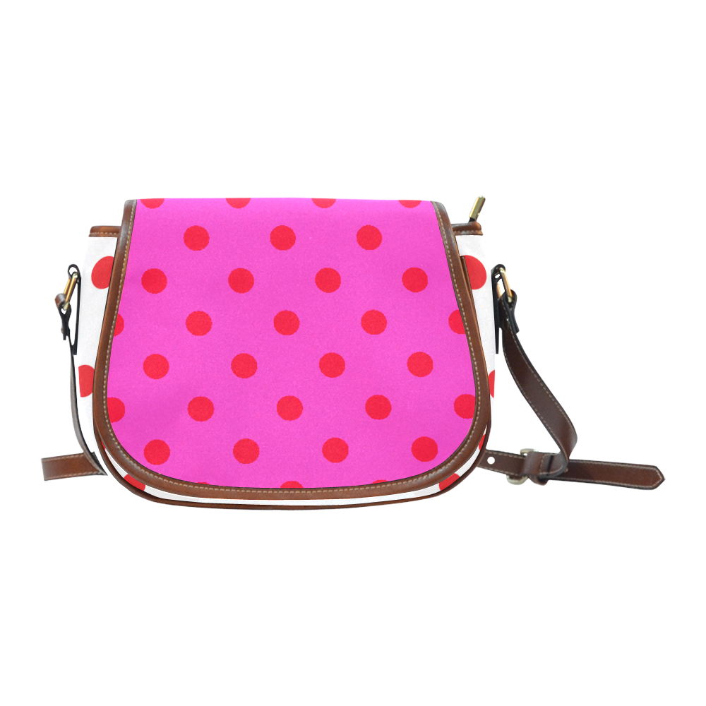 New exclusive designers Bag edition : Pink, Red with dots 70s inspired Collection Saddle Bag/Small (Model 1649) Full Customization
