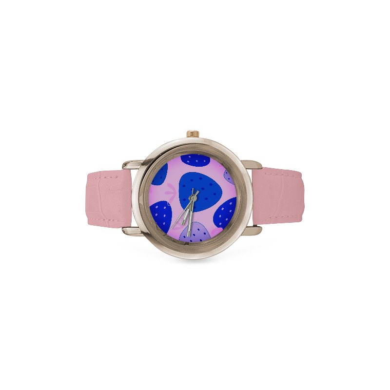 New in shop. Designers vintage watches with Blue Strawberries. Original illustration design. NEW IN  Women's Rose Gold Leather Strap Watch(Model 201)