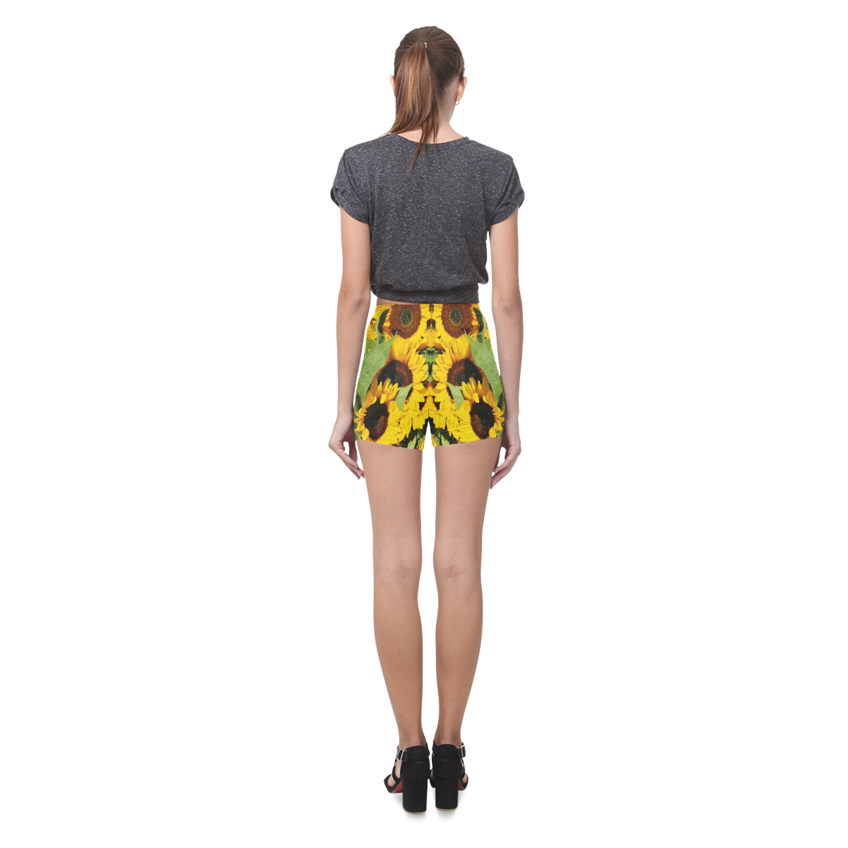 Yellow Sunflowers Briseis Skinny Shorts (Model L04)