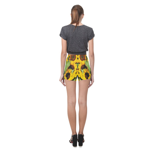 Yellow Sunflowers Briseis Skinny Shorts (Model L04)