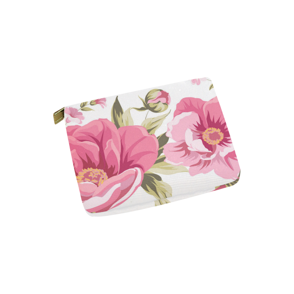 Beautiful Vintage Pink Floral Pattern Carry-All Pouch 6''x5''