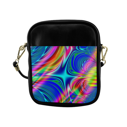 Rainbow Splash Fractal Sling Bag (Model 1627)